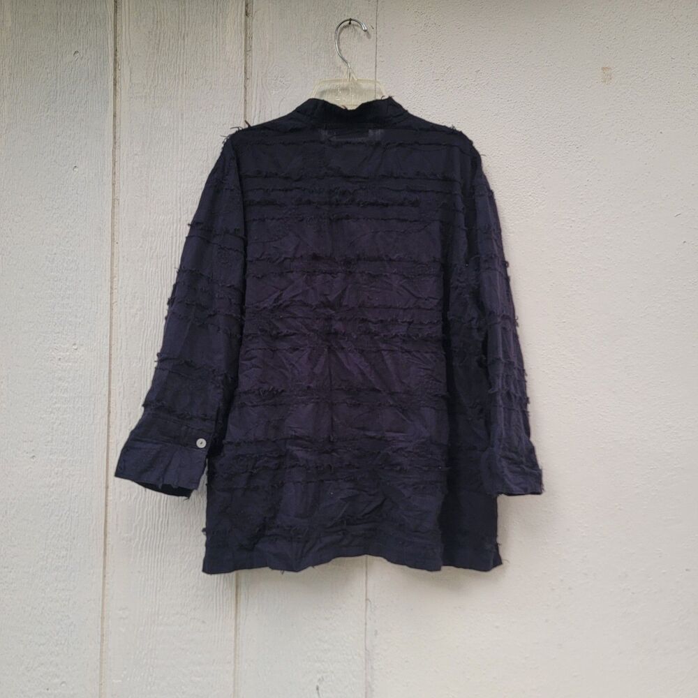 Womens Anthony's resort wear Black button front top sz XL cotton Gauzy Coastal - Picture 3 of 5